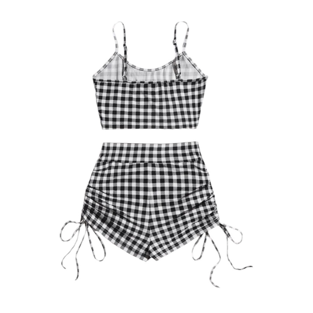Black & White Gingham Cami and Drawstring Shorts Set · Size S - Picture 3 of 5